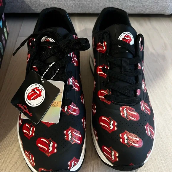 Skechers Black and Red Rolling Stones Sneakers - Picture 2 of 6